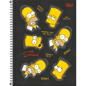 Caderno Espiral Capa Dura Universitário 10 Matérias Simpsons 160 Folhas Tilibra (Sortido)