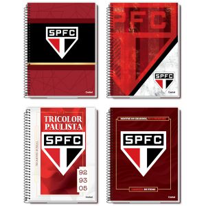 Caderno Espiral Universitário Capa Dura 10 Matérias SPFC 160 Folhas Credeal (Sortido)