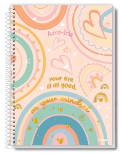 Caderno Espiral Universitário Capa Dura 12 Matérias Arco Iris 192 Folhas Credeal (Sortido)