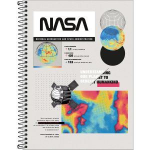 Caderno Espiral Universitário Capa Dura 12 Matérias NASA 192 Folhas (Sortido)