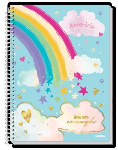 Caderno Espiral Universitário Capa Dura 1 Matéria Arco Iris 80 Folhas Credeal (Sortido)