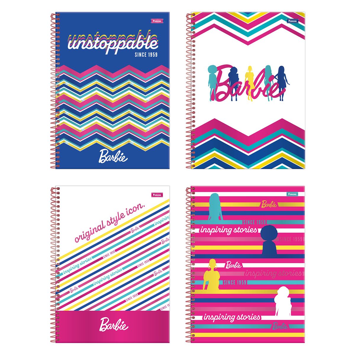 Caderno Universitário Capa Dura Barbie Teen 1 Matéria 80 Folhas Foroni (Sortido)