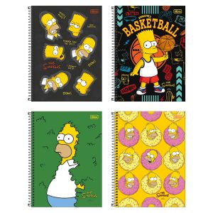 Caderno Espiral Universitário Capa Dura 1 Matéria Simpsons 80 Folhas Tilibra