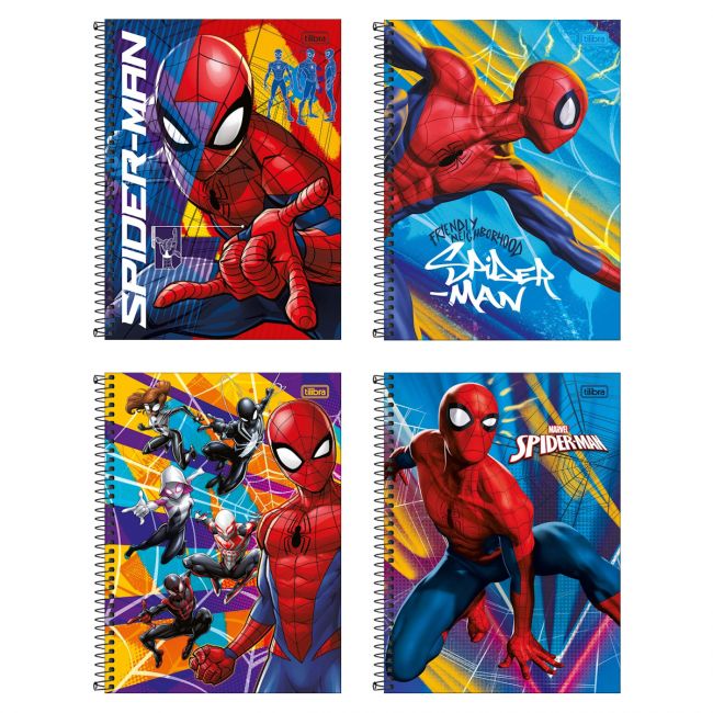 Caderno Espiral Capa Dura Universitário Connect 1 Matéria Spider-man 80 Folhas Tilibra (Sortido)