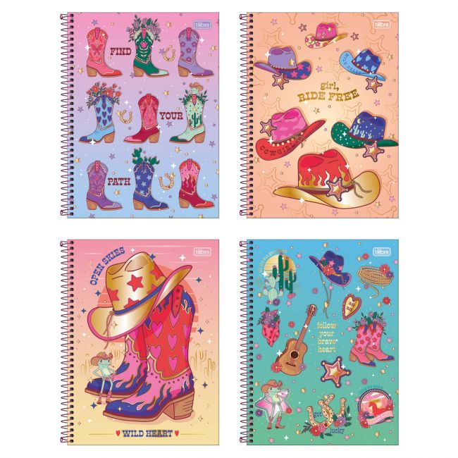 Caderno Espiral Capa Dura Universitário Connect 10 Matérias West Girl 80 Folhas Tilibra (Sortido)