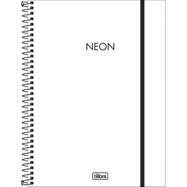 Caderno Espiral Universitário Capa Plástica Neon Branco 10 Matérias 160 Folhas Tilibra