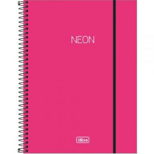 Caderno Espiral Capa Plástica Universitário 10 Matérias Neon Pink 160 Folhas