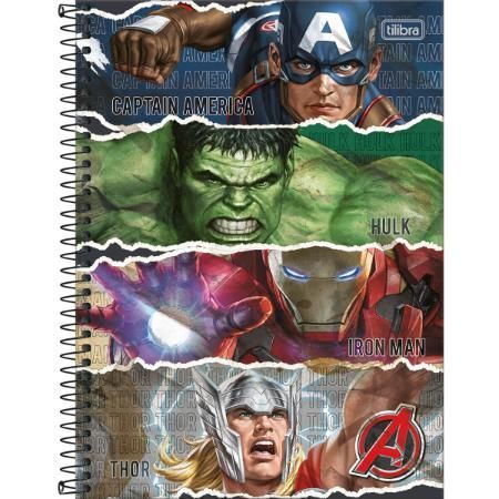 Caderno Espiral Capa Dura Universitário 1 Matéria Avengers 80 Folhas (Sortido)