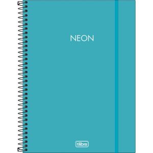 Caderno Espiral Capa Plástica Universitário 1 Matéria Neon Azul 80 Folhas