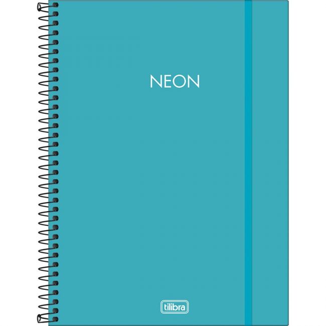 Caderno Espiral Capa Plástica Universitário 1 Matéria Neon Azul 80 Folhas