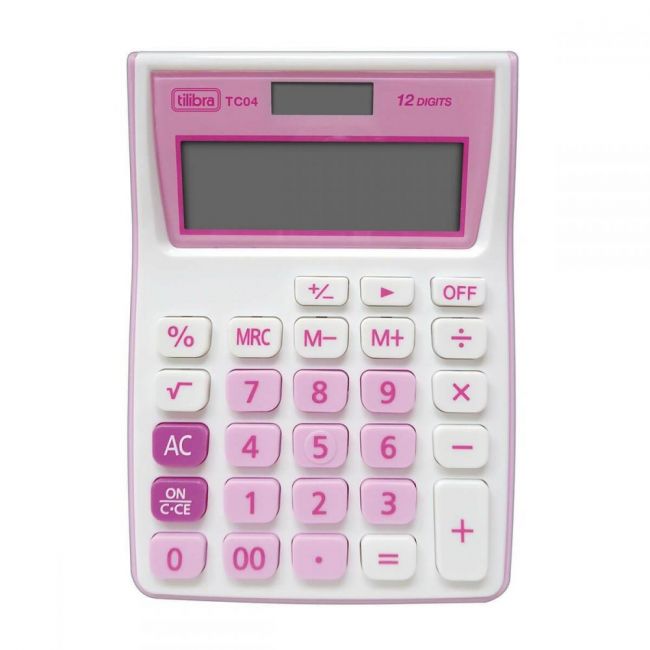 Calculadora de Bolso 12 Dígitos Grande TC04 Rosa (Unidade)