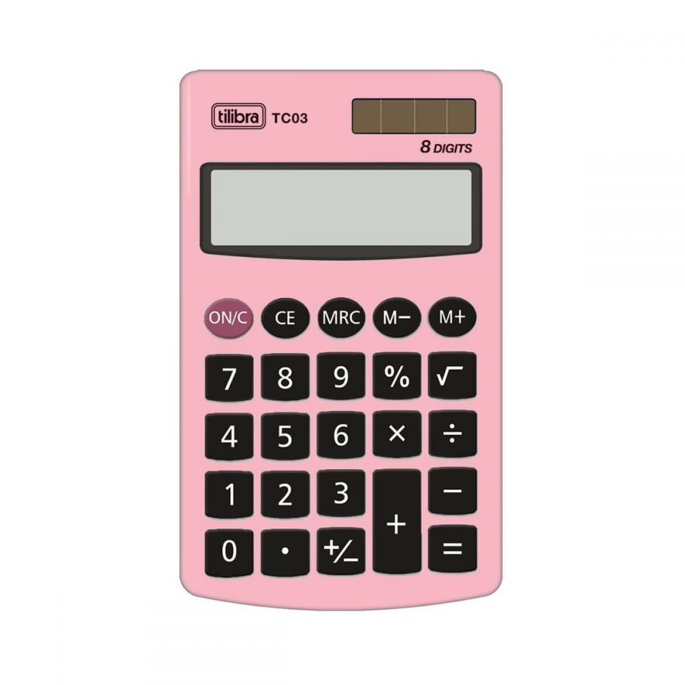 Calculadora de Bolso 8 Dígitos Grande TC03 Rosa-Claro (Unidade)