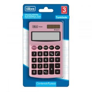 Calculadora de Bolso 8 Dígitos Grande TC03 Rosa-Claro (Unidade)