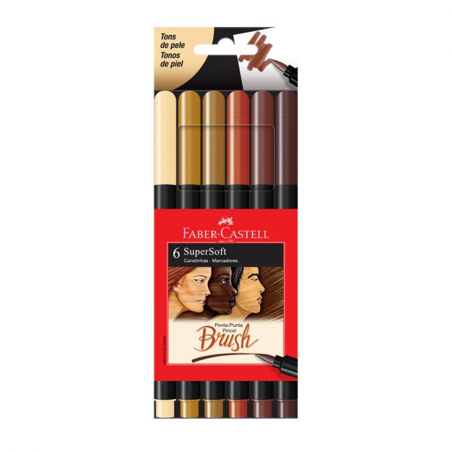 Canetinha Brush Supersoft Tons de Pele 6 Cores Faber-Castell