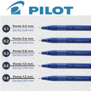 Kit 5 Canetas de Desenho Pilot Drawing Pen