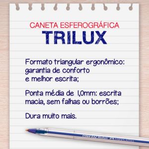 Caneta Esferografica Trilux Ponta Média 1.0mm Office (Unidade)