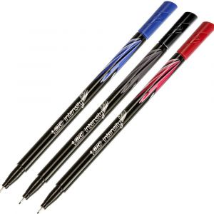 Caneta Hidrográfica BIC Intensity, 3 Cores Clássicas, Ponta Ultra Fina de 0.4mm, Precisão no Traço