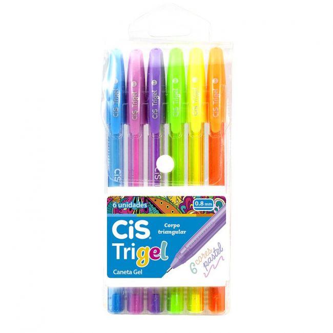 Caneta Gel CiS Trigel - 6 Cores Pastel