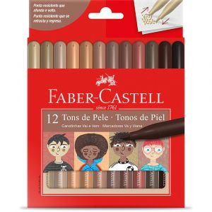 Canetinha Vai e Vem Tons de Pele 12 Cores Faber Castell