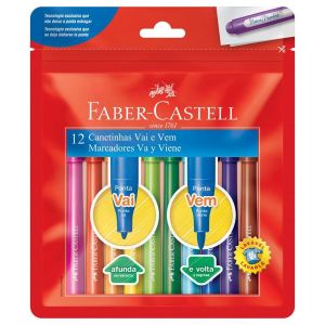 Canetinhas Hidrográficas Vai E Vem - 12 Cores - Faber-Castell