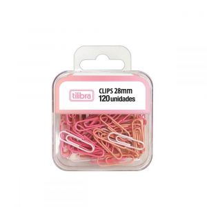 CLIPS 28MM ROSA PASTEL 120 UNIDADES - TILIBRA