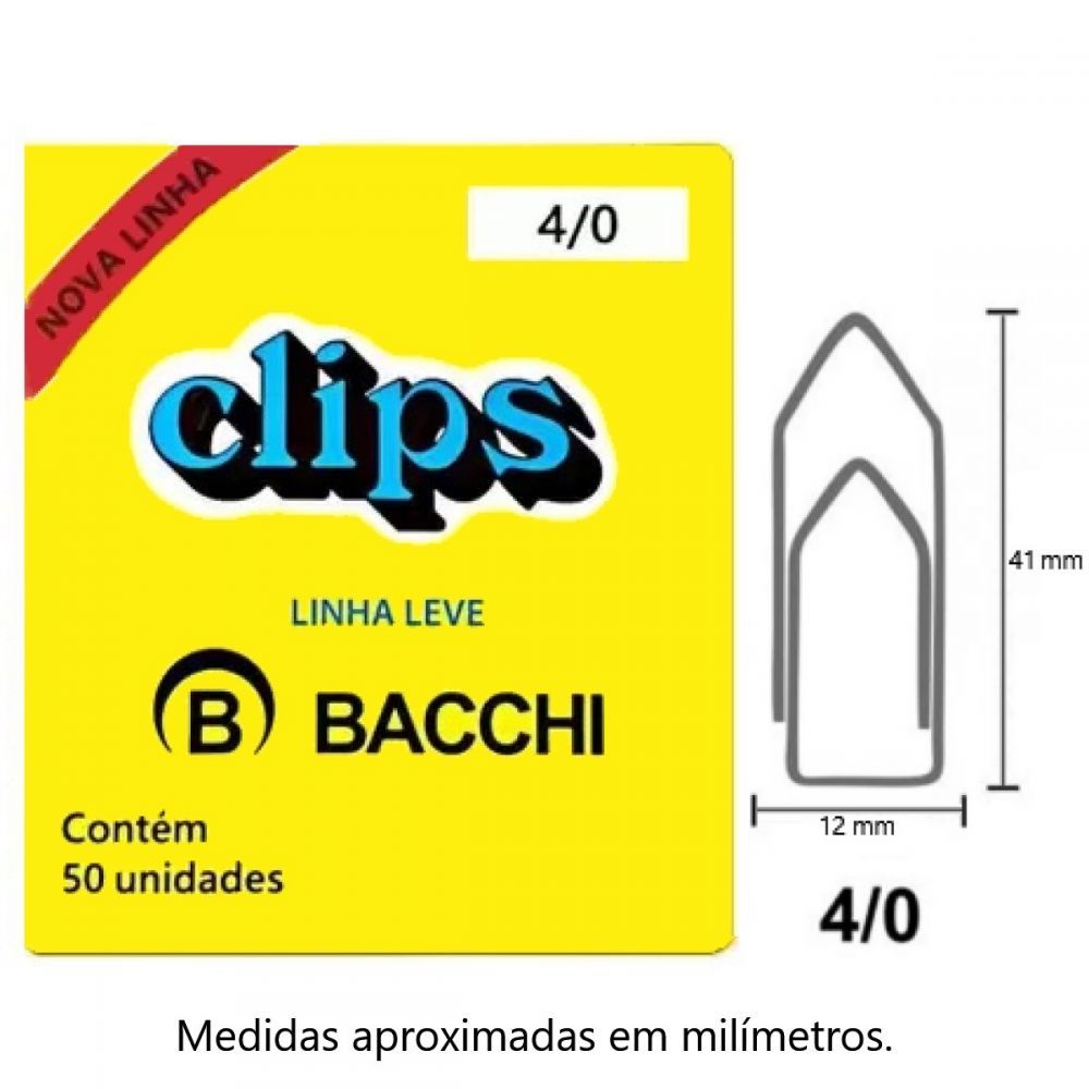 Clips Galvanizados 4/0 Bacchi Linha Leve 50 Unidades