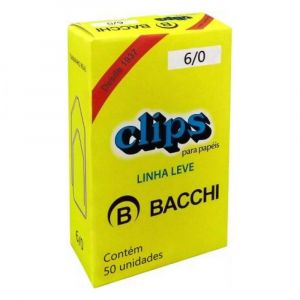 Clips para Papel Galvanizados Bacchi Linha Leve 6/0 - 50 Unidades