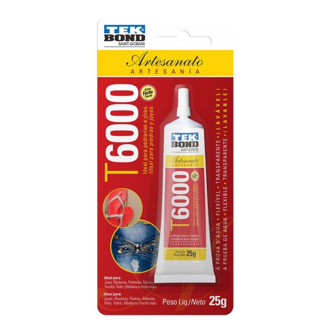 COLA ADESIVA EXTRA FORTE PARA ARTESANATO T6000 - 25g