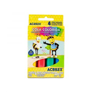 Cola Colorida Acrilex - 4 Cores Sortidas 23g Cada