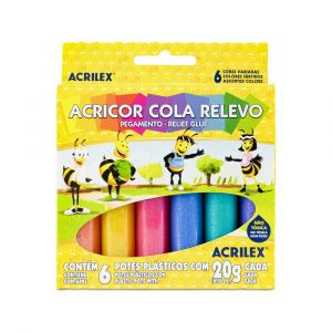 Acricor Cola Relevo - 6 Cores 20g Cada