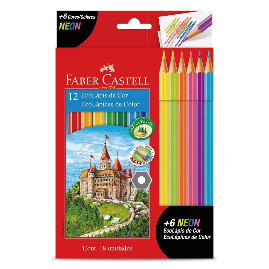 Ecolapis de Cor 12 Cores + 6 Neon Faber-Castell