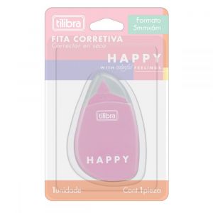 Corretivo em Fita 5mmx6m Happy - Blister com 1 Unidade - Sortido*