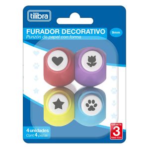 Furador Decorativo Sortido 9mm 4 Unidades Tilibra 