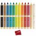 Giz de Cera Big 12 cores Corpo Madeira + Apontador Faber Castell