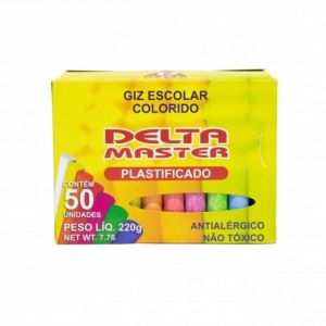 Giz Escolar Escolar Colorido Delta Master (Plastificado) - Caixa com 50 Unidades