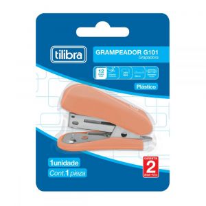 Grampeador 12 Folhas Mini com Extrator G101 Salmão