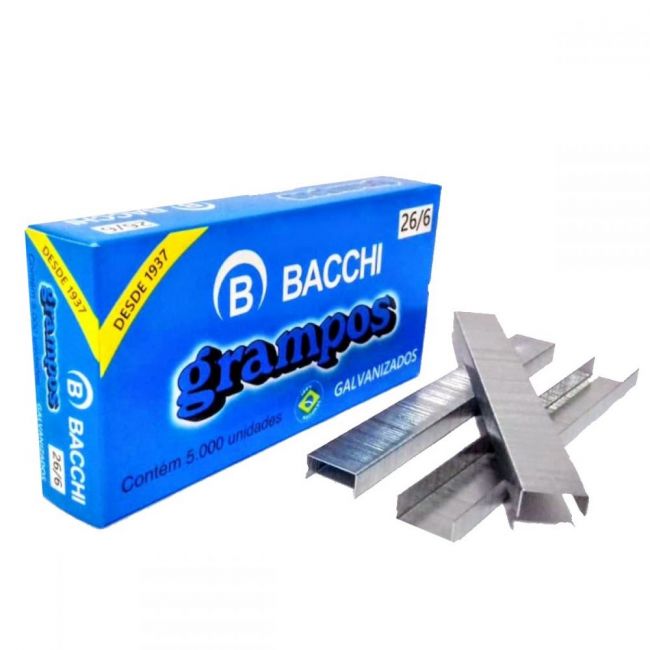 Grampo 26/6 Galvanizado Bacchi - 5000 Unidades