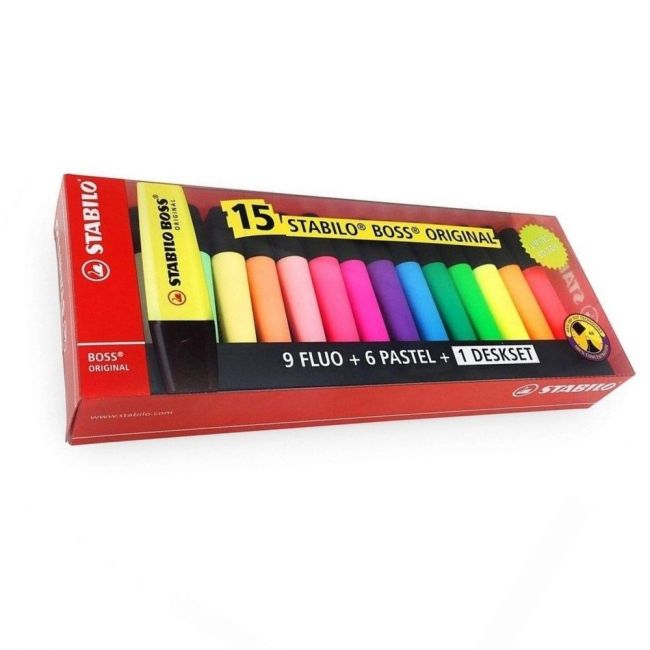 Kit Marca-textos Stabilo Boss Original - 15 Cores