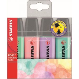 Kit Marca-texto Stabilo Boss Original 70/4-2 - 4 Cores Pastel