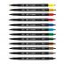 Kit Marcador Artístico CiS Dual Brush 12 Cores 2 Pontas Aquarelável