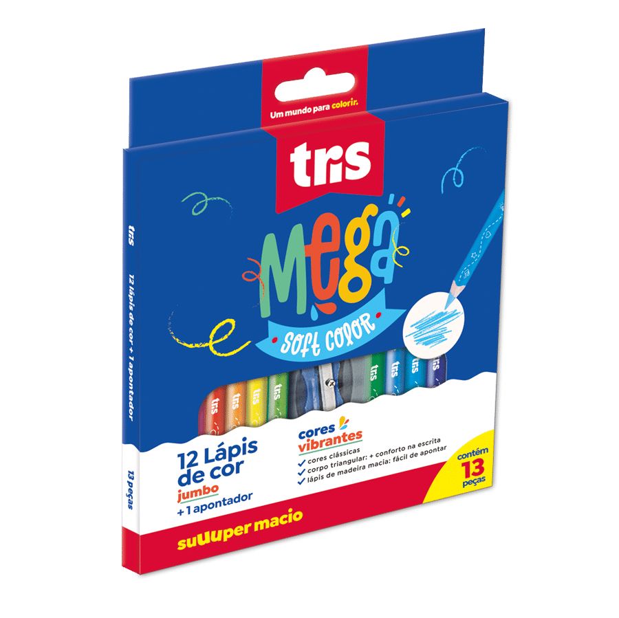 Lápis de Cor Mega Soft Jumbo C/ Apontador