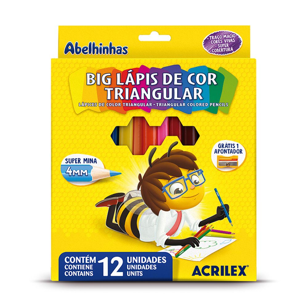 Lápis de Cor Big Triangular 12 Cores Acrilex