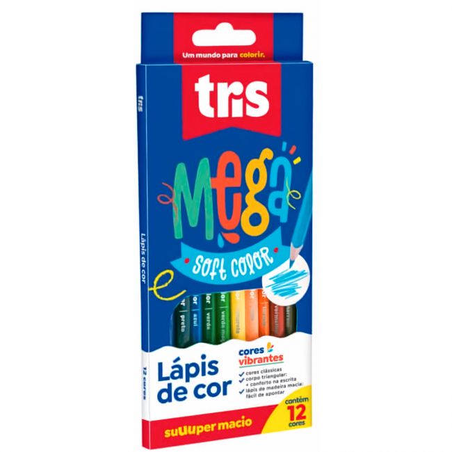 Lápis de Cor Mega Soft Color 12 Cores Tris