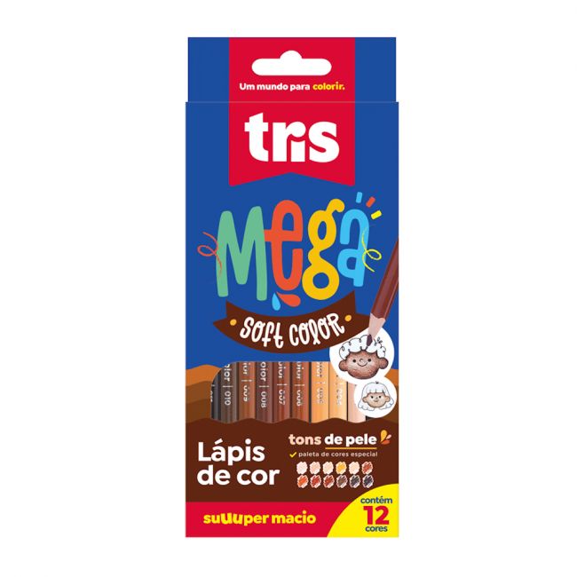 Lápis de Cor Mega Soft Color Tons De Pele 12 Cores Tris