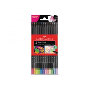 Lápis de Cor Faber-Castell Supersoft 6 Neon + 6 Pastel