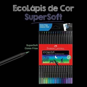 Lápis de Cor Faber-Castell SuperSoft - 15 Cores Frias