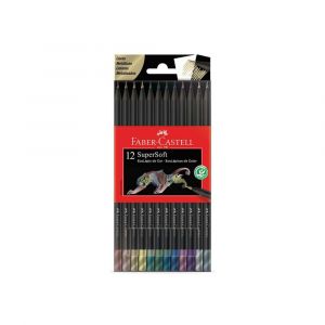 Lápis de Cor Faber-Castell Supersoft 12 Cores Metalicas