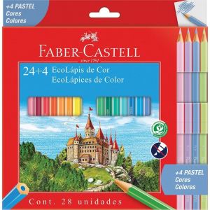 Lápis de Cor Faber-Castell EcoLápis 24 Cores + 4 Pastel