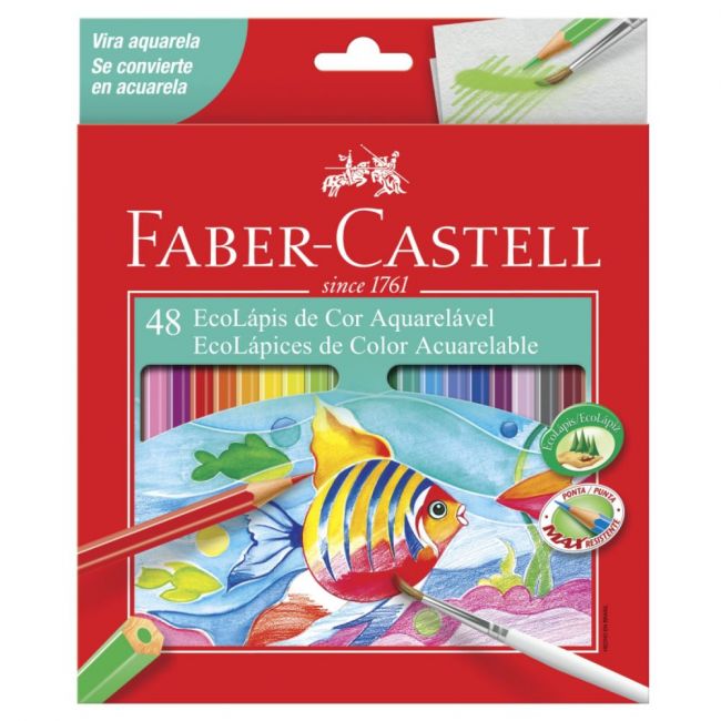 Lápis de Cor 48 Cores Ecolápis Faber-Castell Aquarelável