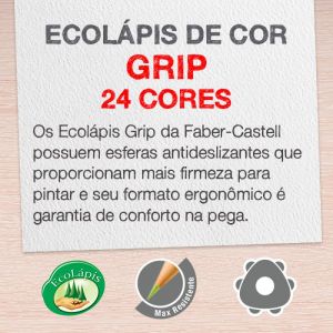 Lápis de Cor Faber-Castell Grip 24 Cores - c/ Estojo Metálico Exclusivo